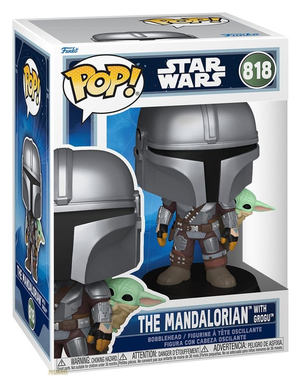 Figura Funko Pop! de El Mandalorian con Grogu, Star Wars, número 818.