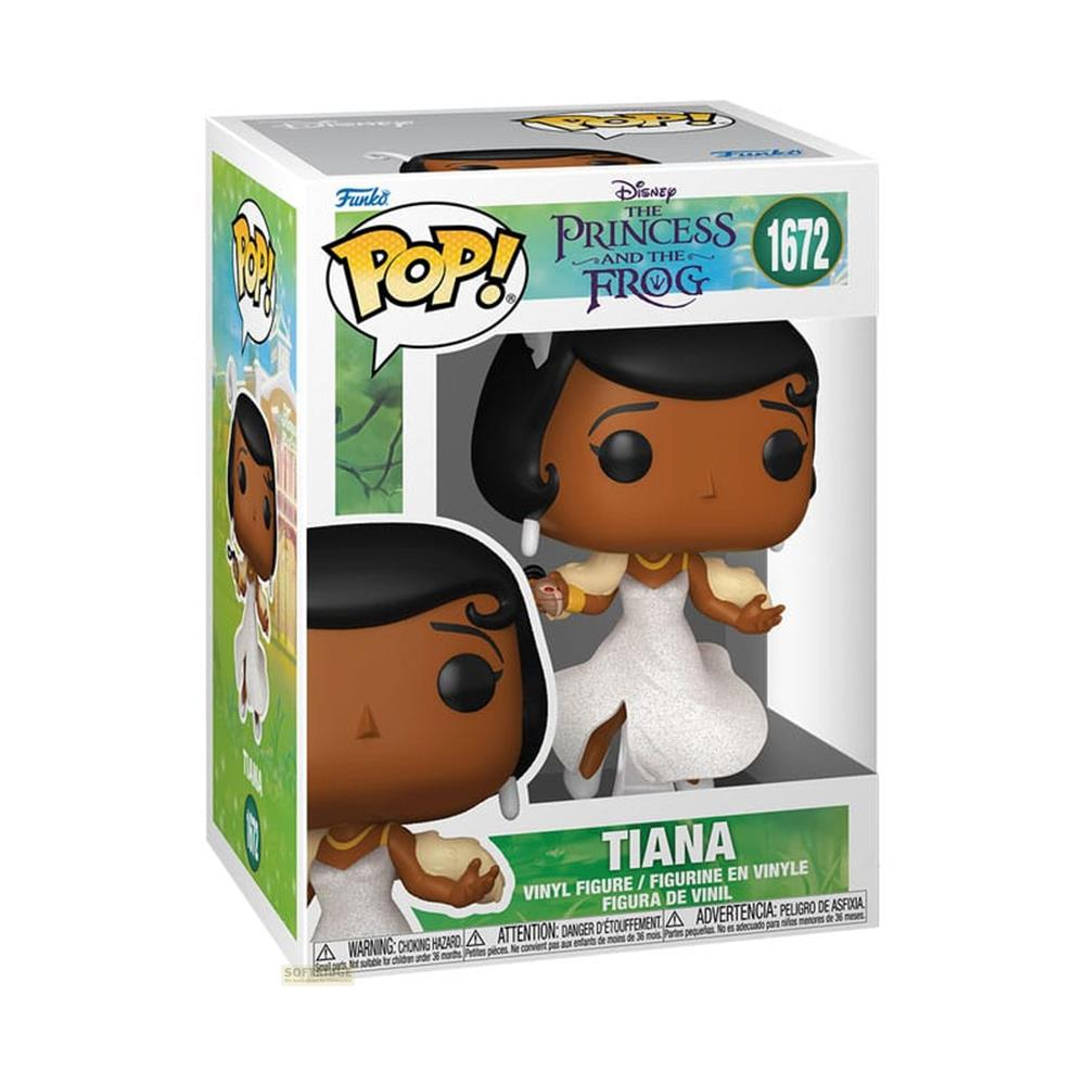Figura Funko Pop de Tiana de "Tiana y el Sapo" con vestido blanco.
