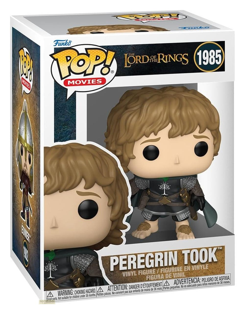 Figura Funko Pop! de Peregrin Took de El Señor de los Anillos, en caja.