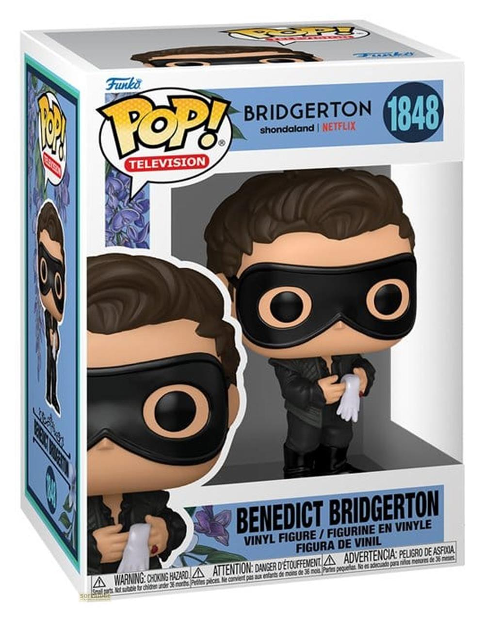 Figura Funko Pop! Bridgerton Benedict con máscara negra y guante blanco.