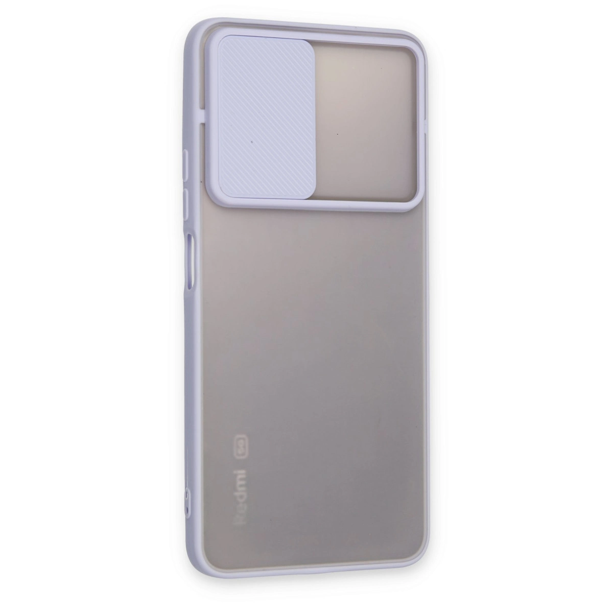 Kaydırılabilir kamera lens kapağına sahip şeffaf telefon kılıfı.