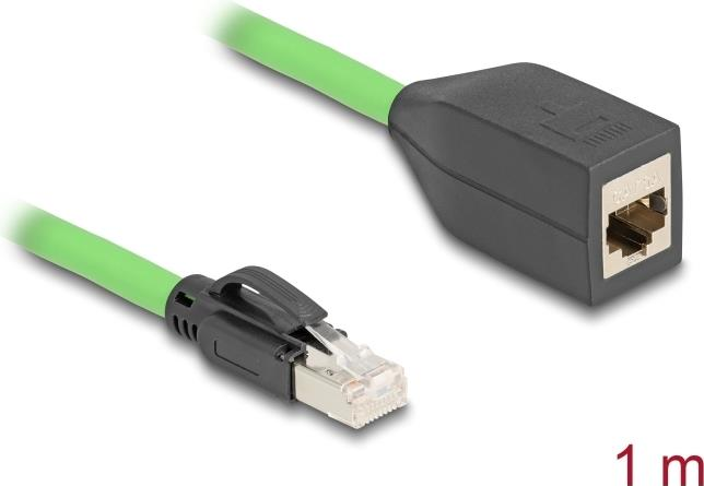 Cavo di rete verde con spina e presa RJ45. 1m.