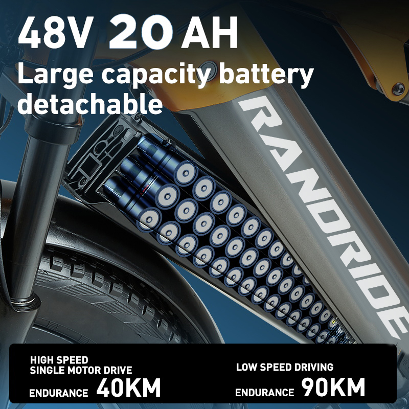 Nahaufnahme einer abnehmbaren 48V 20AH E-Bike-Batterie mit vielen Zellen.