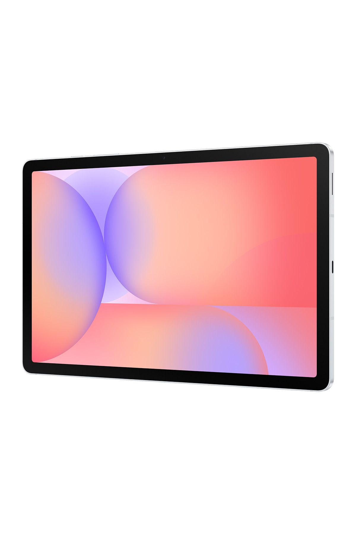 Soyut, renkli pembe ve mor arka planı gösteren bir tablet.