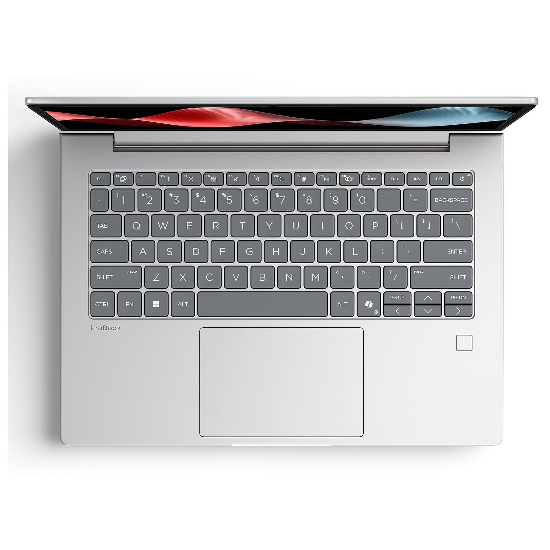 Un laptop argentato aperto con schermo e tastiera illuminati.