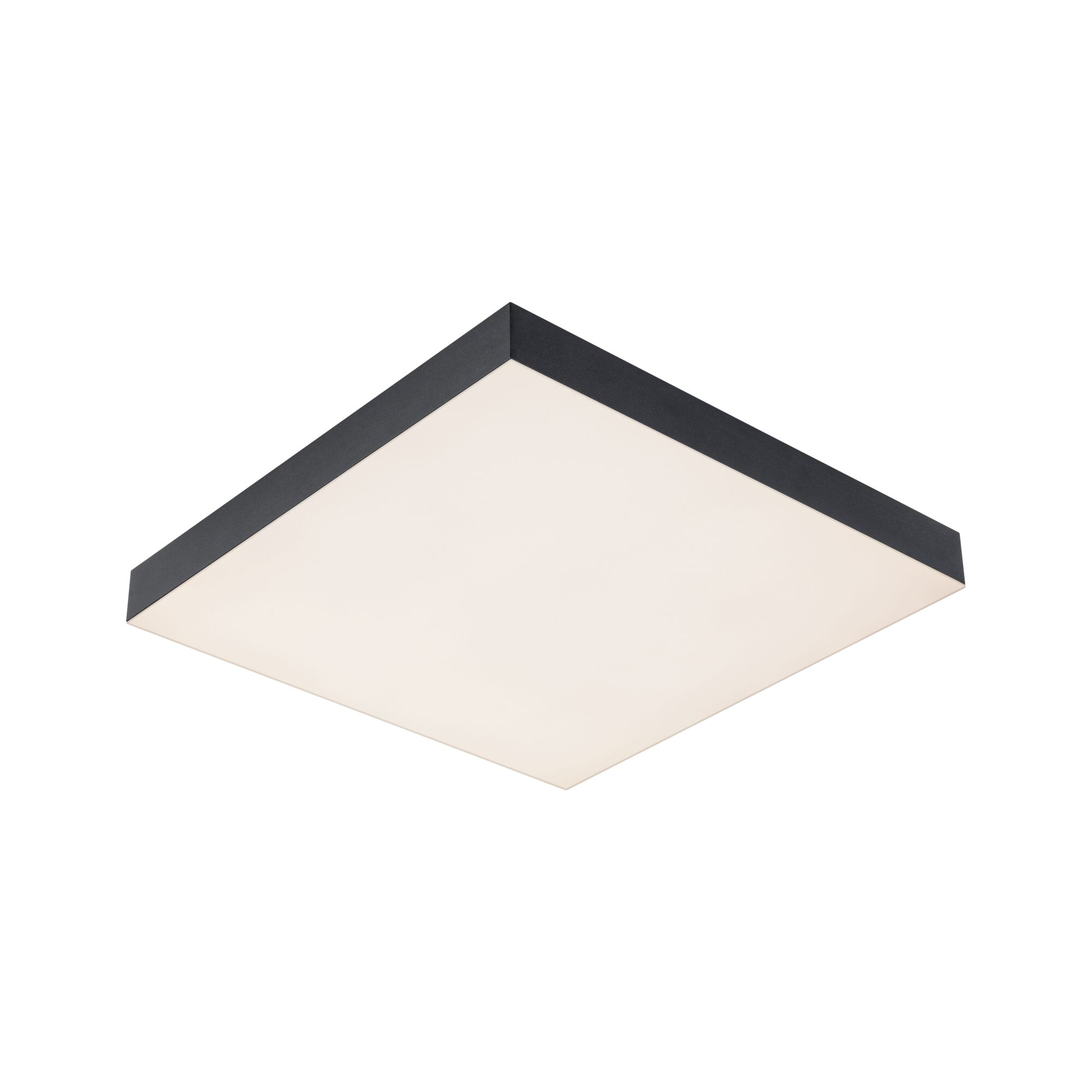 Ein quadratisches Panel-Licht mit dunklem Rahmen.