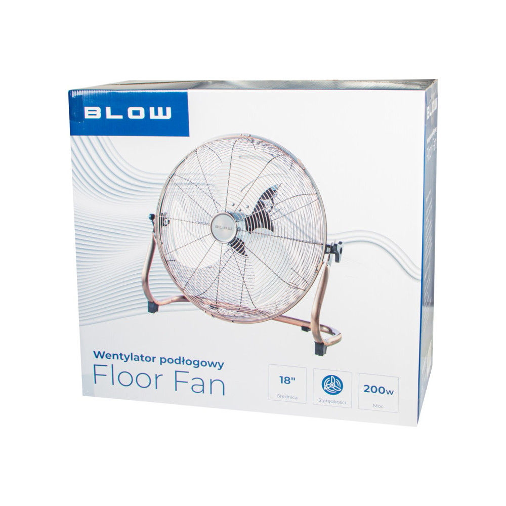 Scatola di un ventilatore da pavimento da 18 pollici, 200W, finitura bronzo.