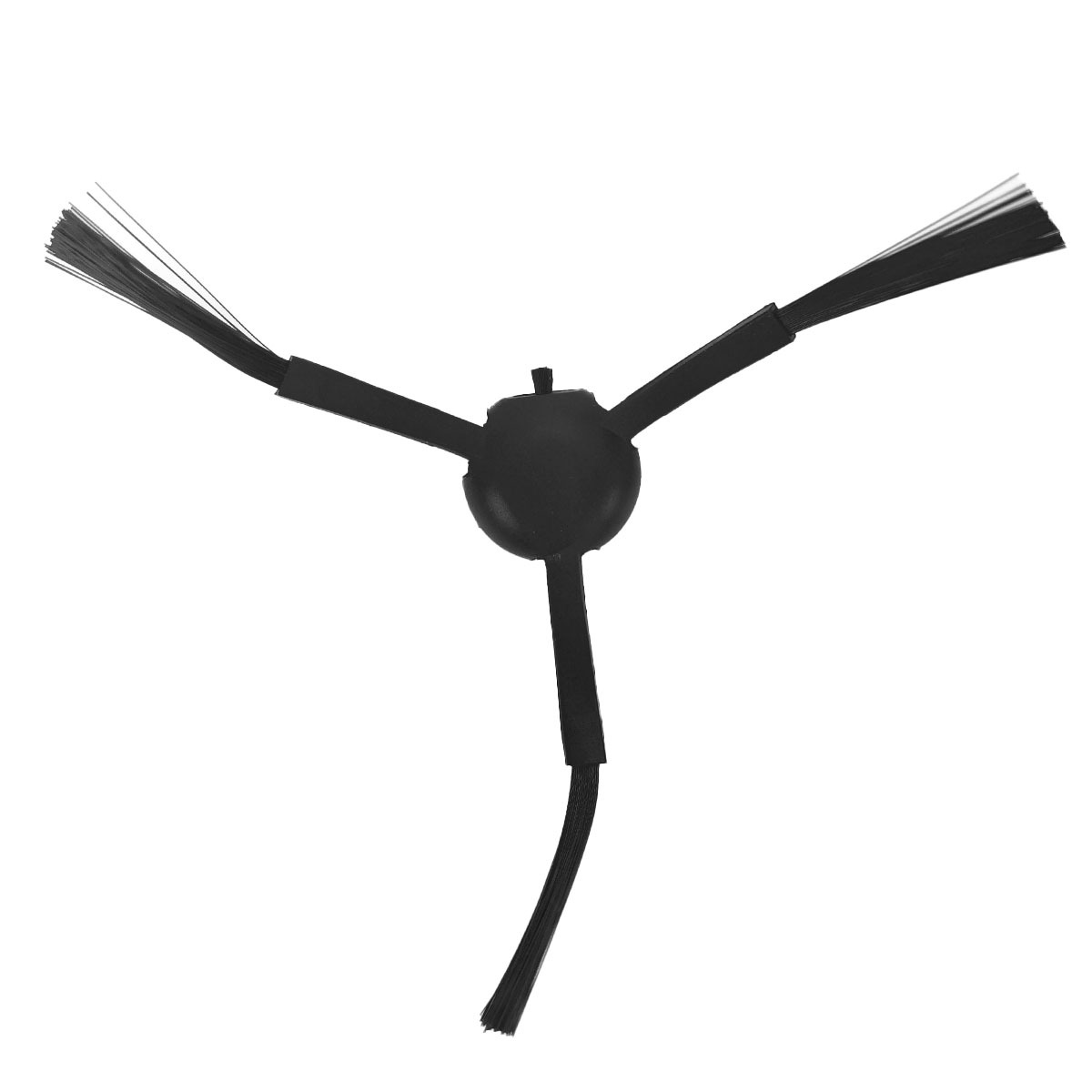 Cepillo lateral negro para robot aspirador con tres brazos y cerdas.