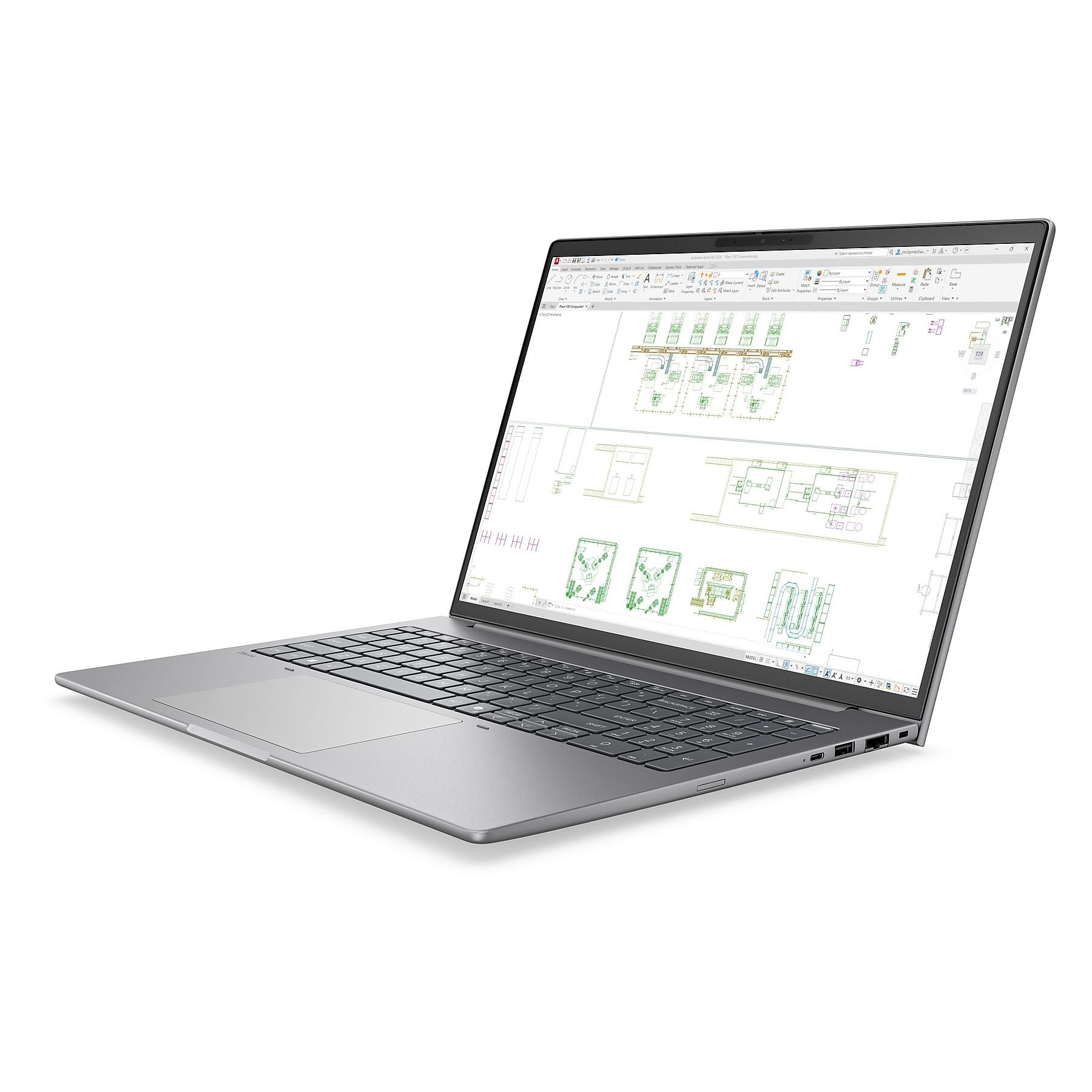 Un laptop aperto che mostra un progetto tecnico sul suo schermo.