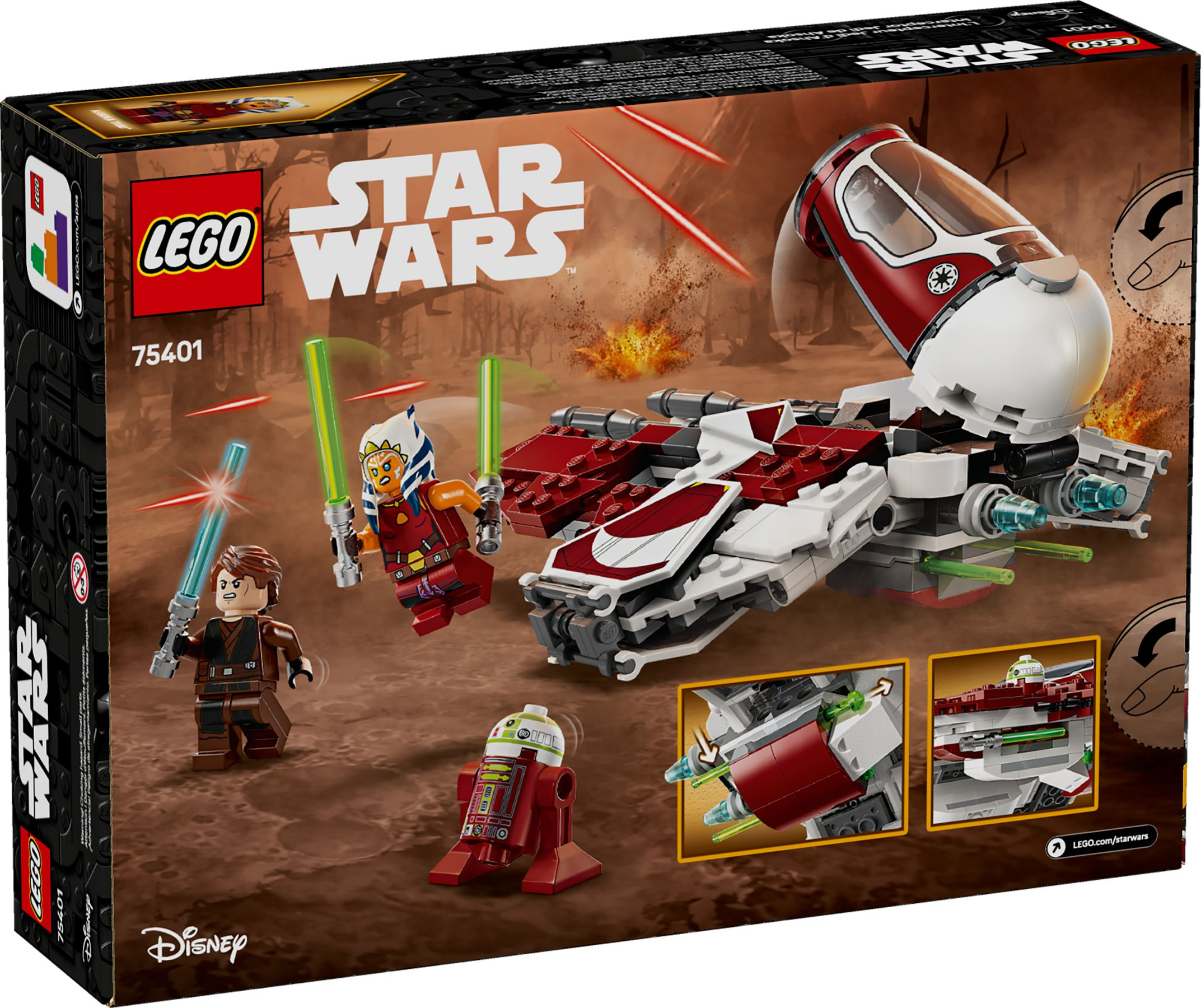 Lego Star Wars Set mit Raumschiff, Anakin, Ahsoka und R2-Einheit.