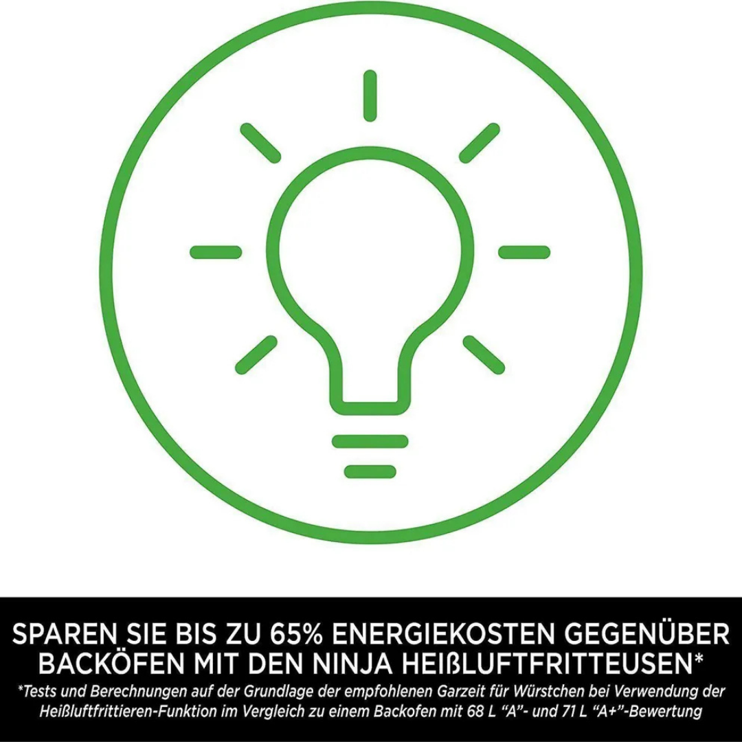 Grünes Glühbirnen-Symbol mit Strahlen, um Energieeinsparung anzuzeigen.