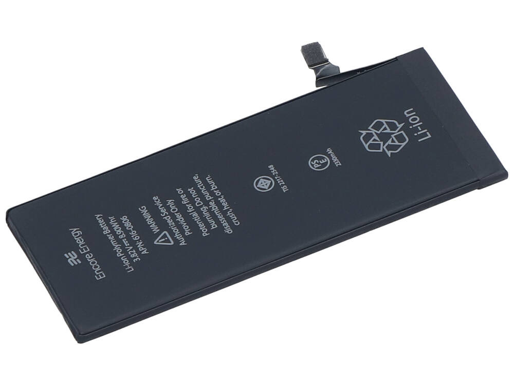 Czarna bateria litowo-jonowa z napisem: Encore Energy, 2330mAh, Li-ion, ostrzeżenie.