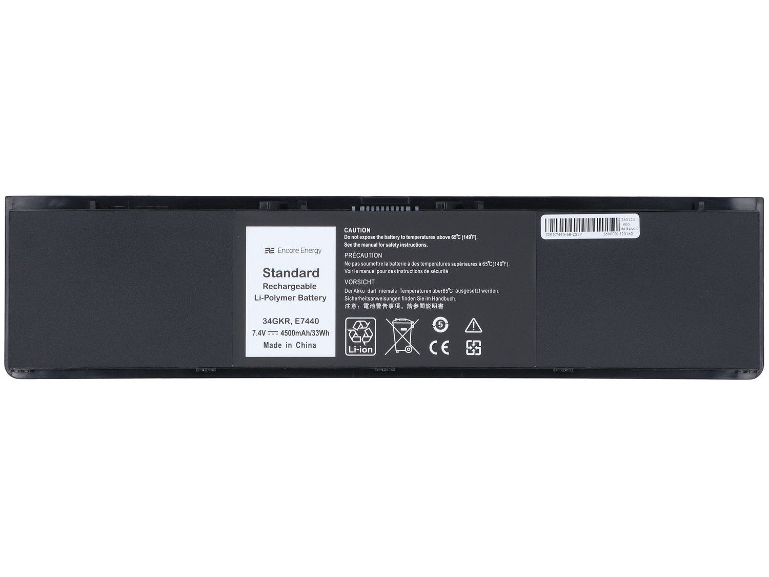 Czarna bateria Li-Polimer, 7,4V, 4500mAh, model 34GKR, E7440.