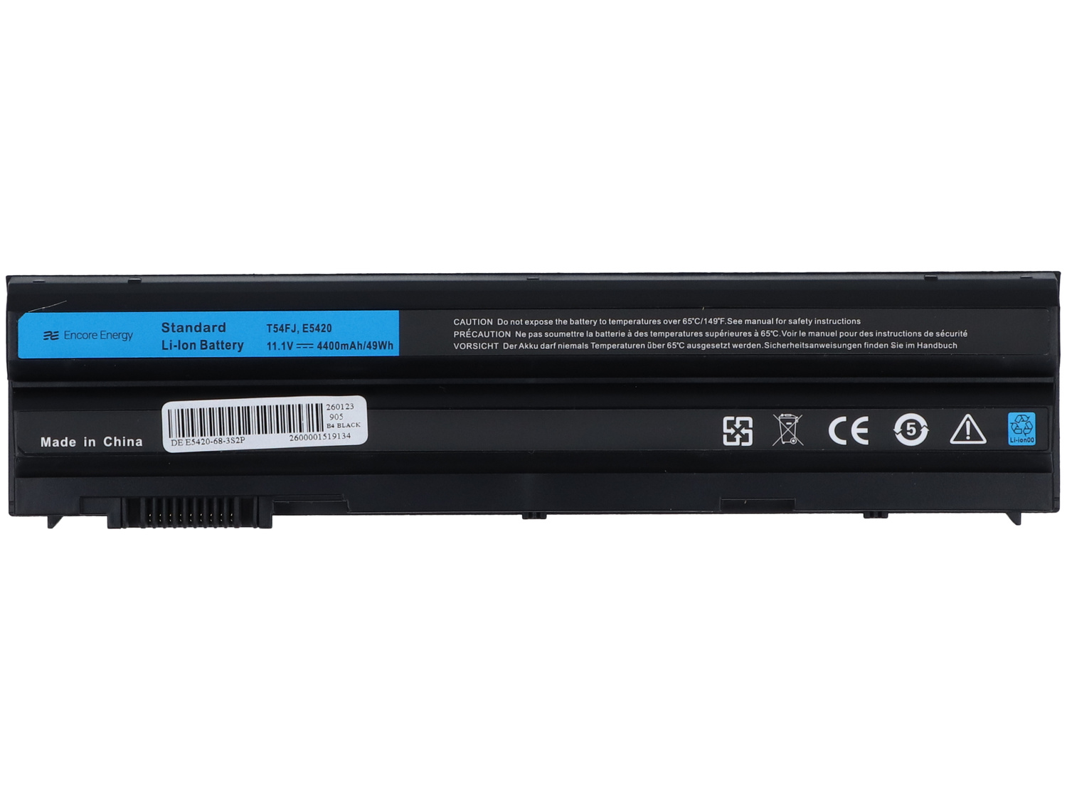 Czarna bateria do laptopa, model T54FJ, E5420, 11.1V, 4400mAh.