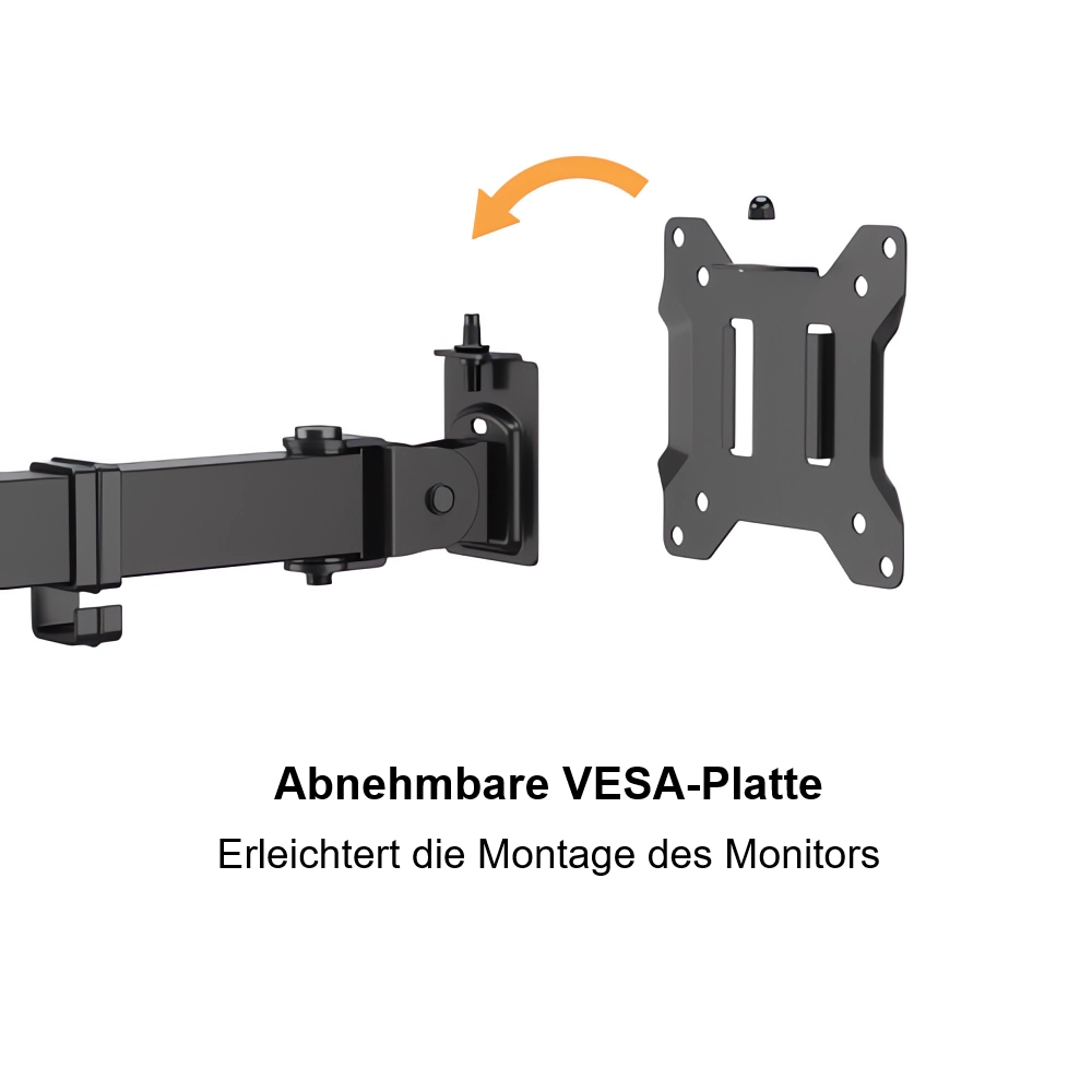 Abnehmbare VESA-Platte, erleichtert die Montage des Monitors.