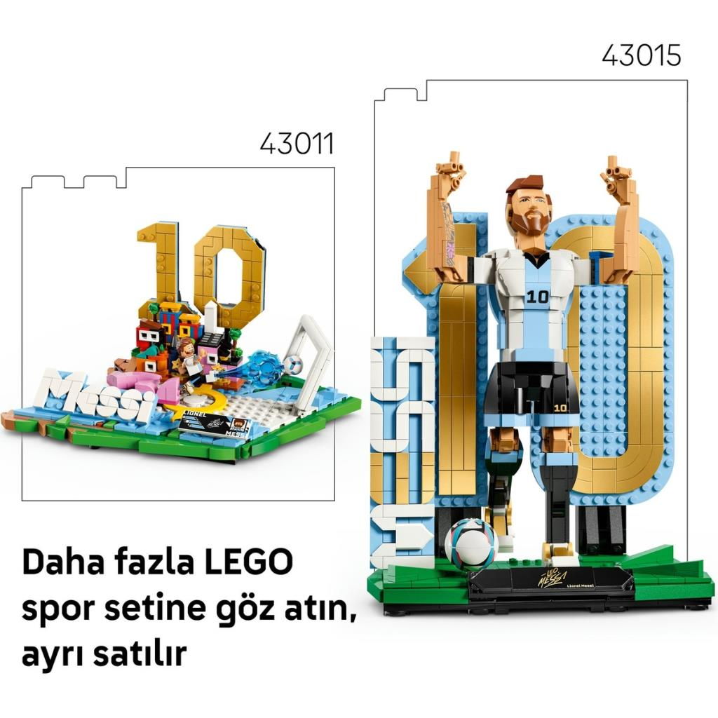 Lionel Messi ve 10 numaralı gösteri içeren LEGO setleri.
