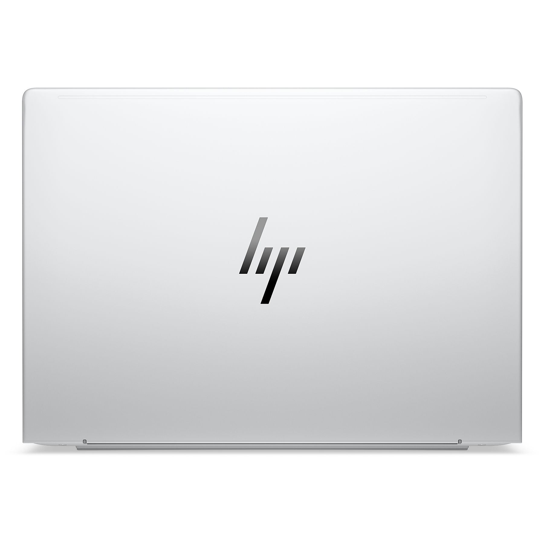 Laptop HP argento con logo sul retro.