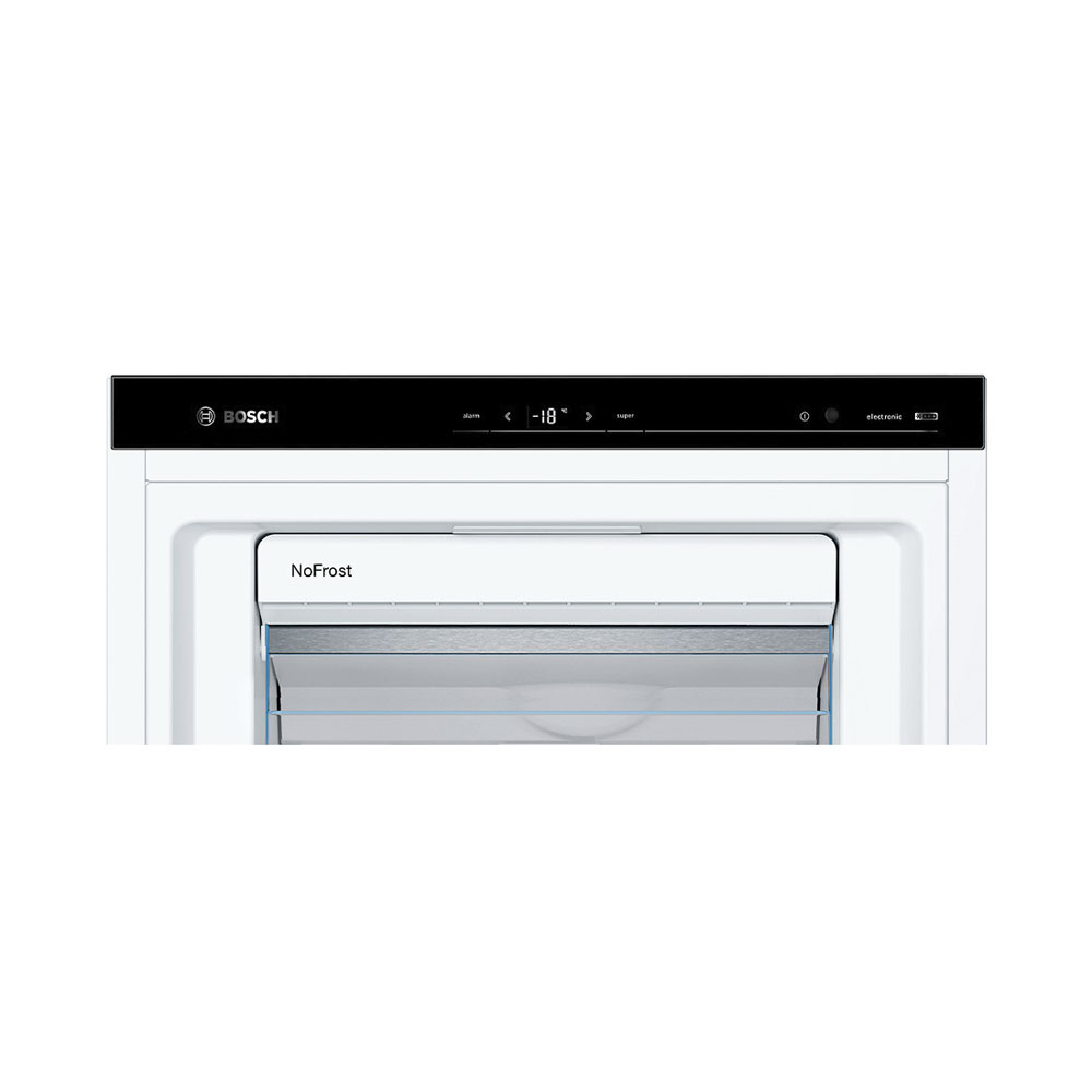 Bosch-Kühlschrank-Display mit "NoFrost"-Schublade und -18°C Anzeige.