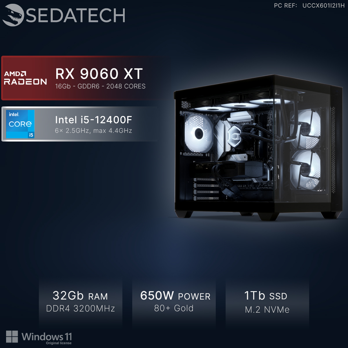 PC Gaming | SEDATECH UCCX601I2I1HF, Intel i5-12400F 6x 2.5Ghz (max