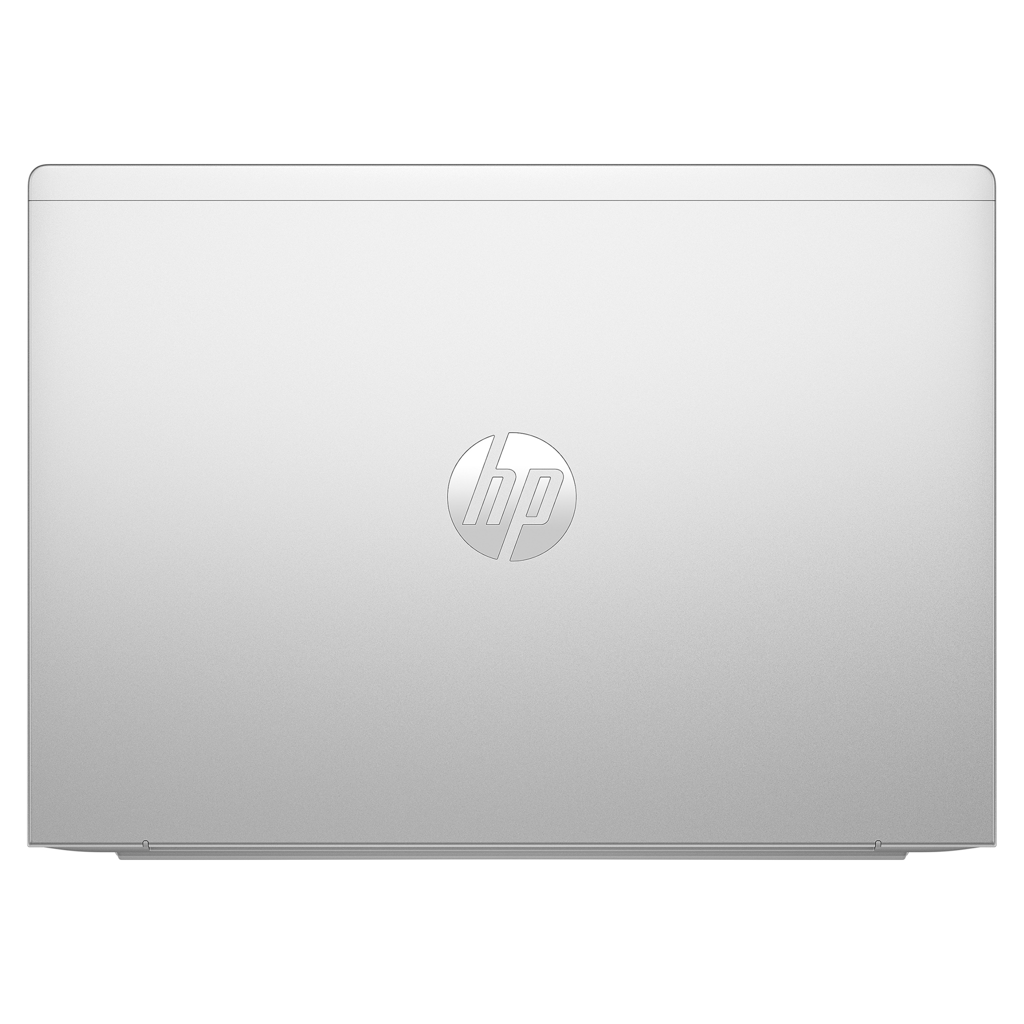 Kapalı gümüş HP dizüstü bilgisayar, kapağında logo bulunur.