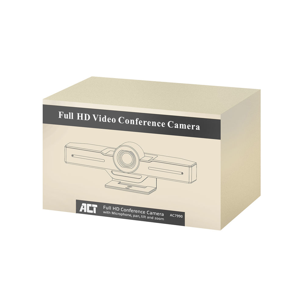 Scatola che mostra una videocamera per conferenze Full HD e la sua descrizione.