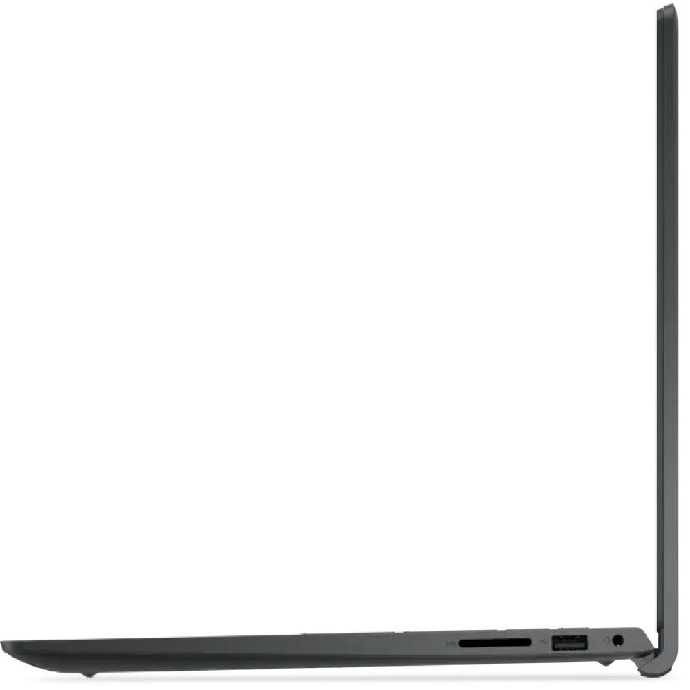 Widok z boku szarego laptopa pokazujący porty na krawędzi.