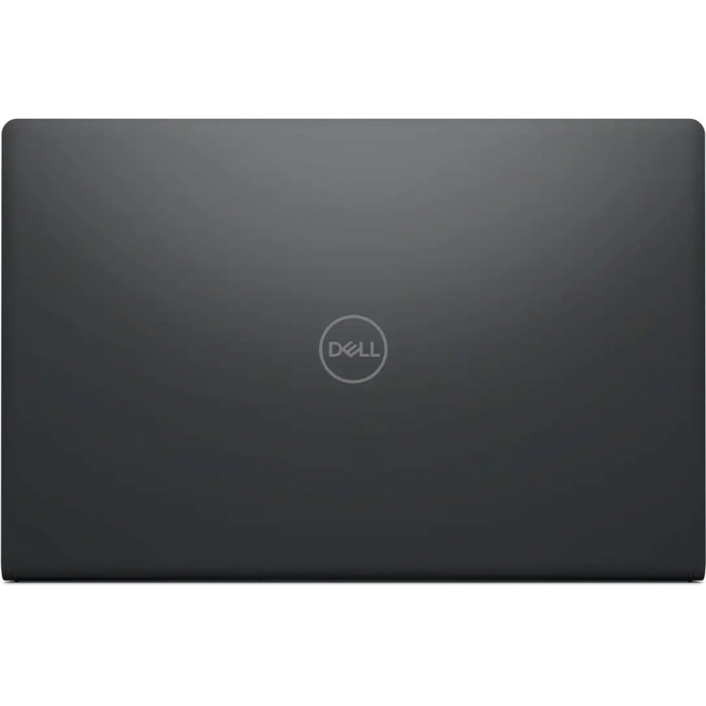 Zamknięty czarny laptop Dell z logo Dell pośrodku.