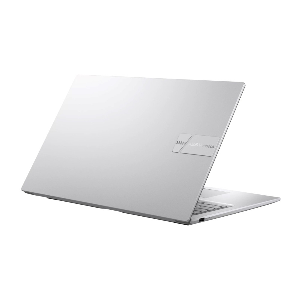 Srebrny laptop Asus Vivobook na białym tle.