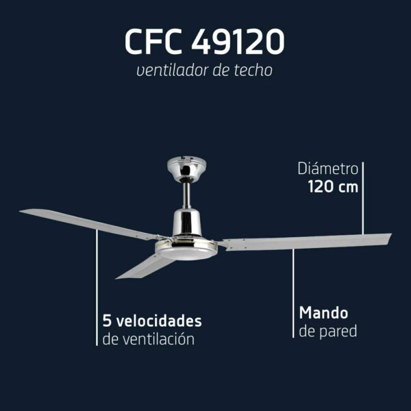 Ventilador de techo CFC 49120, 120cm, 5 velocidades, mando pared.