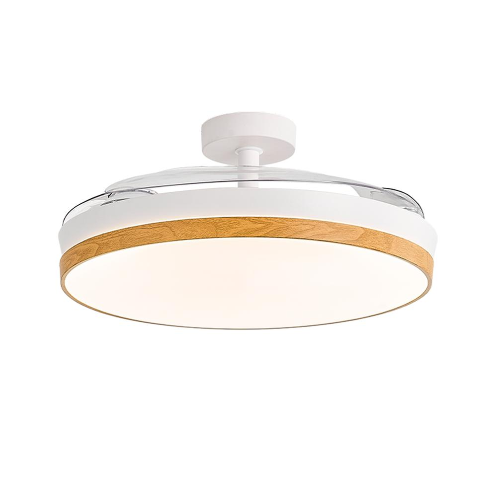 Una luz de techo blanca con borde de madera y cubierta transparente.