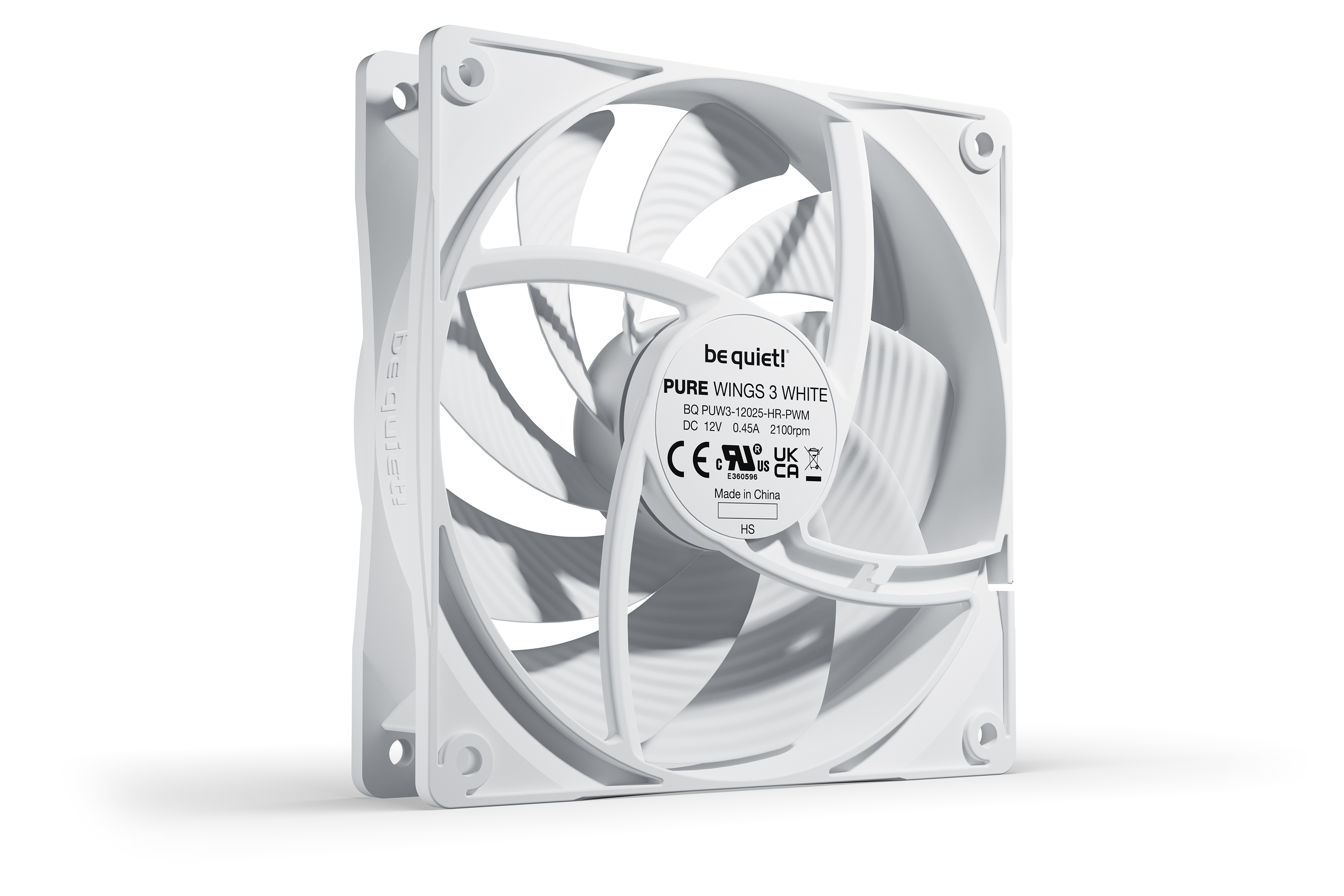 Ein weißer PC-Lüfter mit dem Logo 