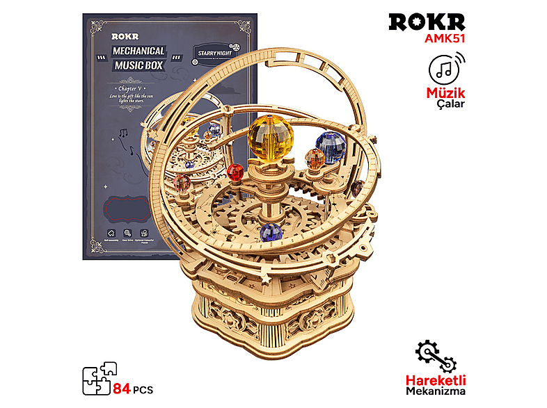 ROKR AMK51 Müzik Kutusu Starry Night DIY Maket Model Seti 3D