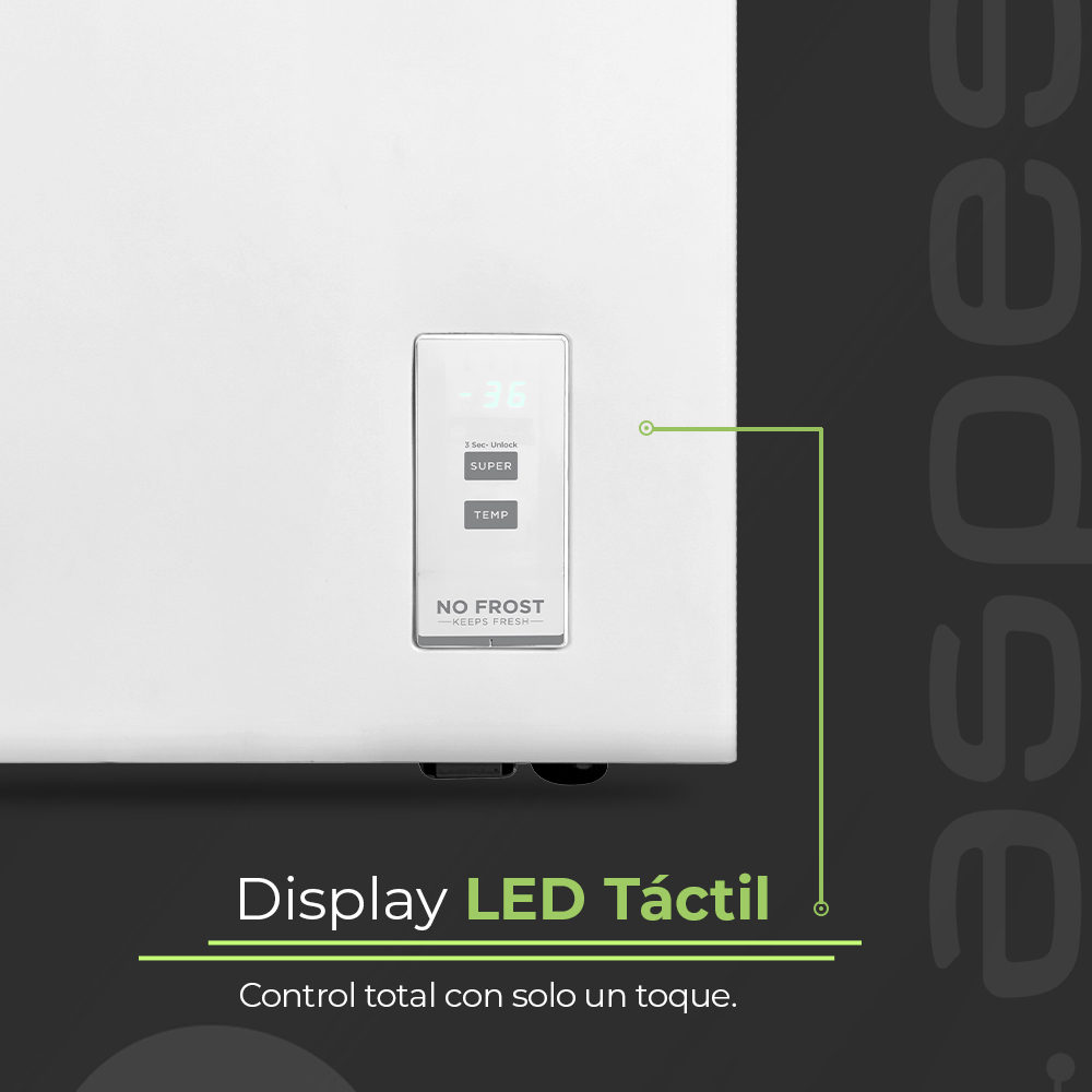 Un electrodoméstico blanco con pantalla táctil digital que muestra -36.