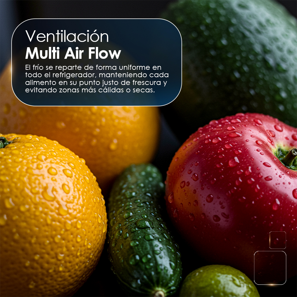 Frutas y verduras frescas cubiertas de gotas de agua.