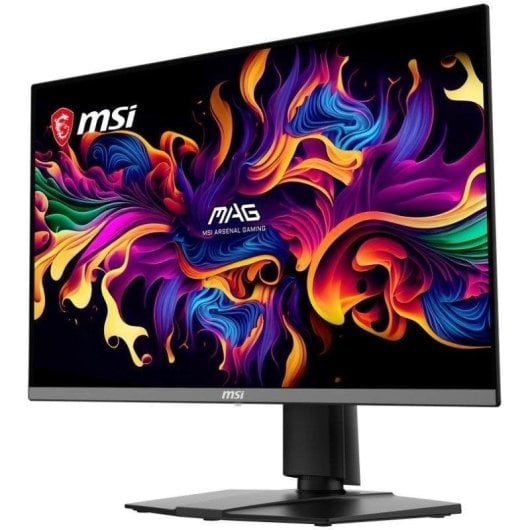 MSI logosu ve canlı, renkli bir arka planı gösteren MSI oyun monitörü.