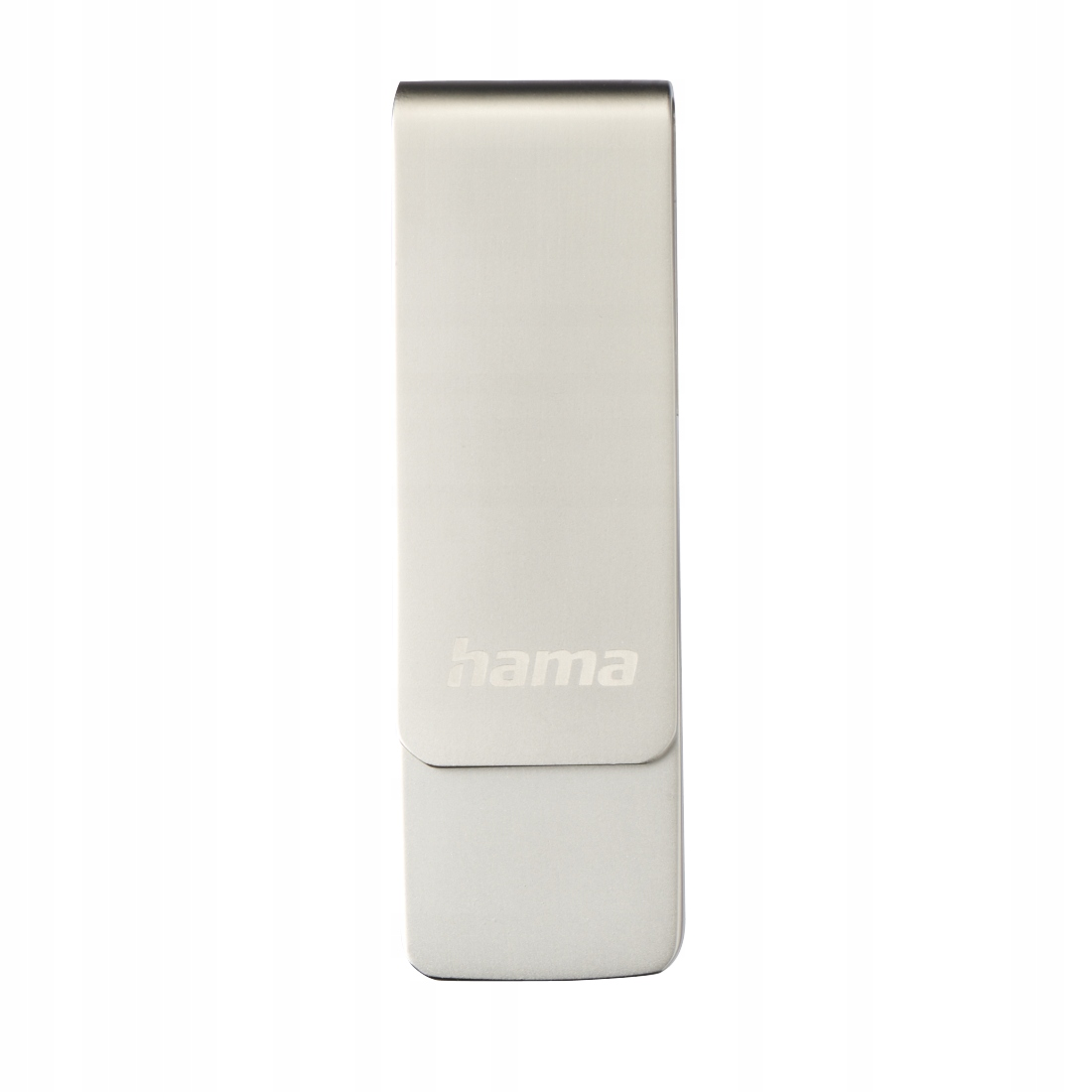 Srebrny pendrive z logo Hama.