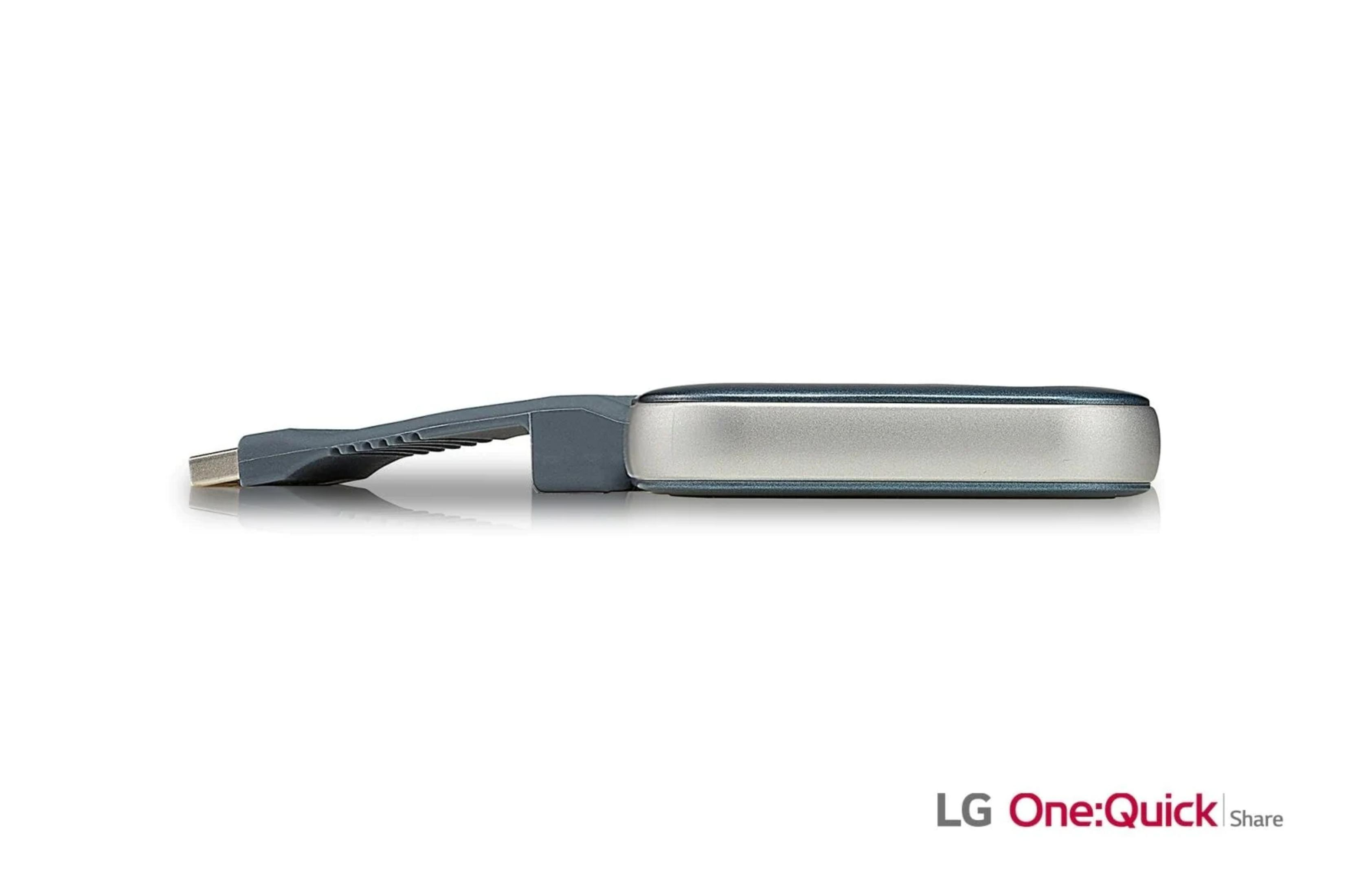 Un adattatore USB grigio con custodia argentata, su sfondo bianco.