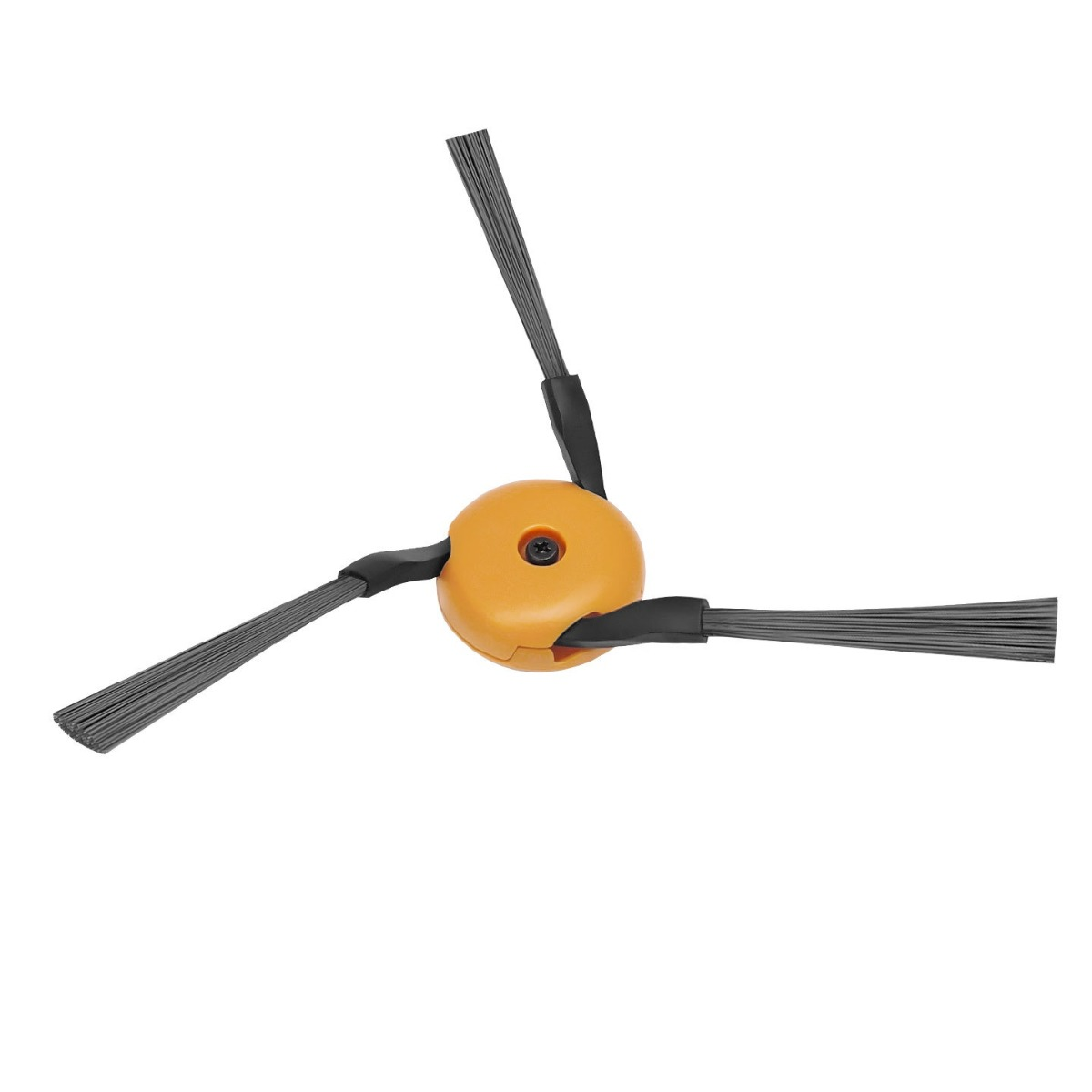 Orange Roboterstaubsaugerbürste mit drei grauen Bürsten auf weißem Grund.