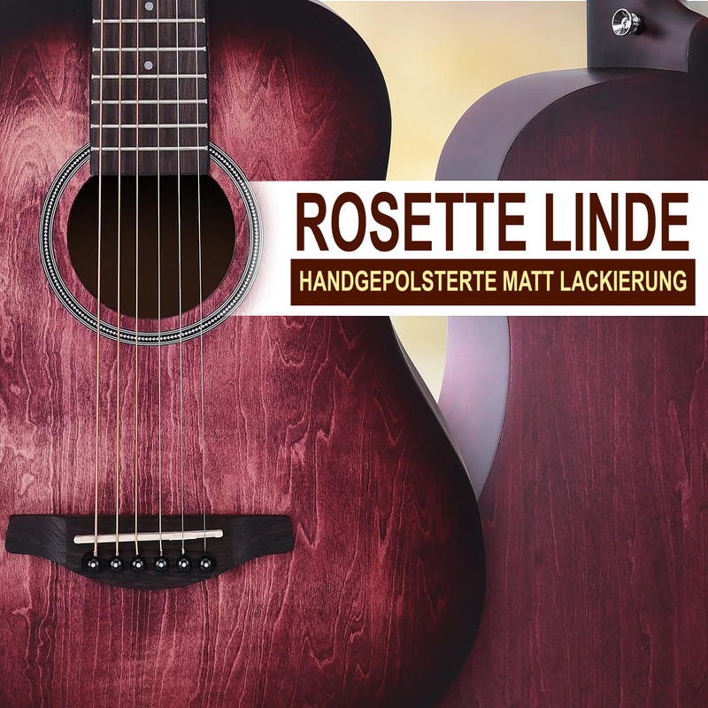Gitarre mit Rosette, Schriftzug 'ROSETTE LINDE', matt lackiert.