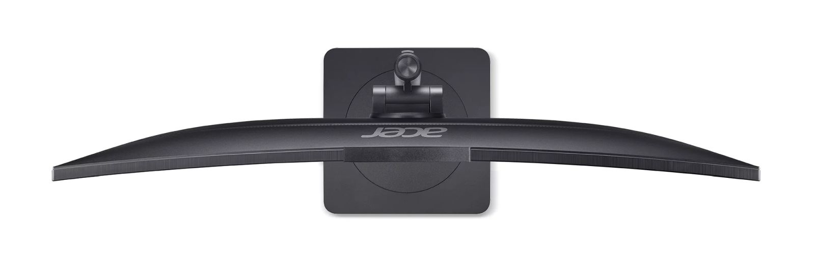 Monitor curvo nero con logo Acer e supporto regolabile.