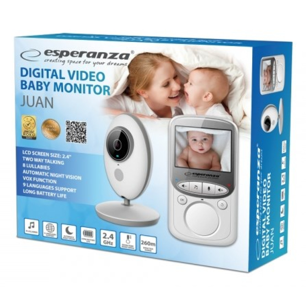 Opakowanie niani elektronicznej Esperanza Digital Video Baby Monitor 'JUAN' z kamerą.