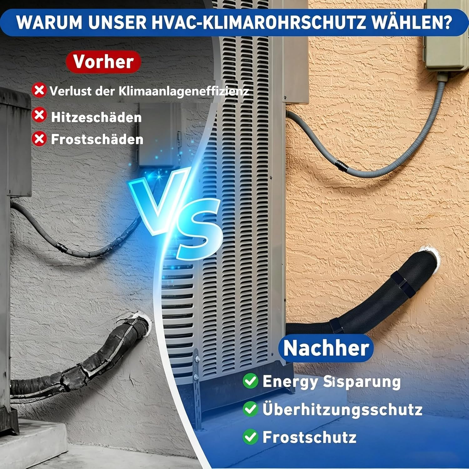 Vorher: Klimaanlagenverlust. Nachher: Schutz und Energieeinsparung.