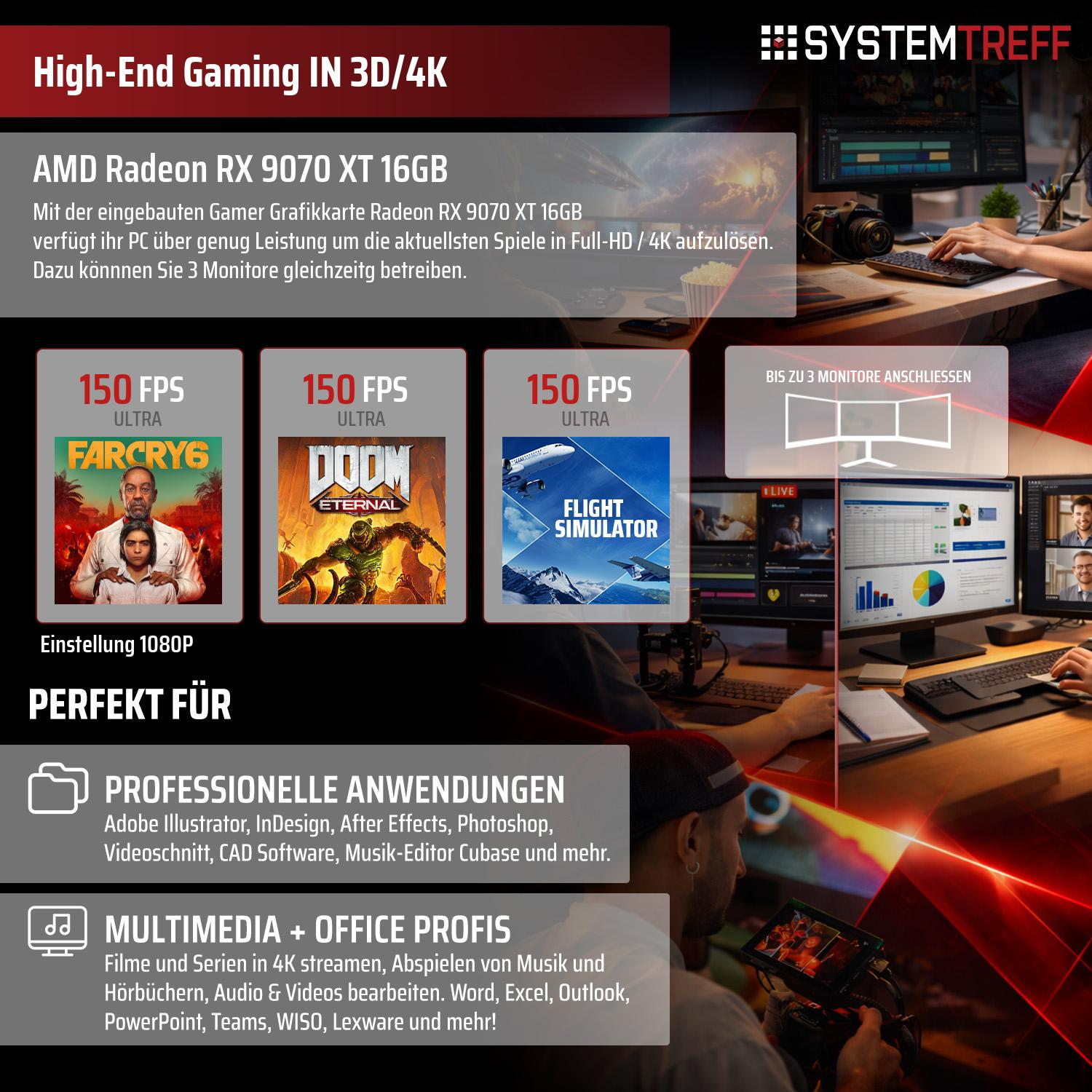 Grafikkarte RX 9070 XT 16GB für High-End Gaming und professionelle Anwendungen.