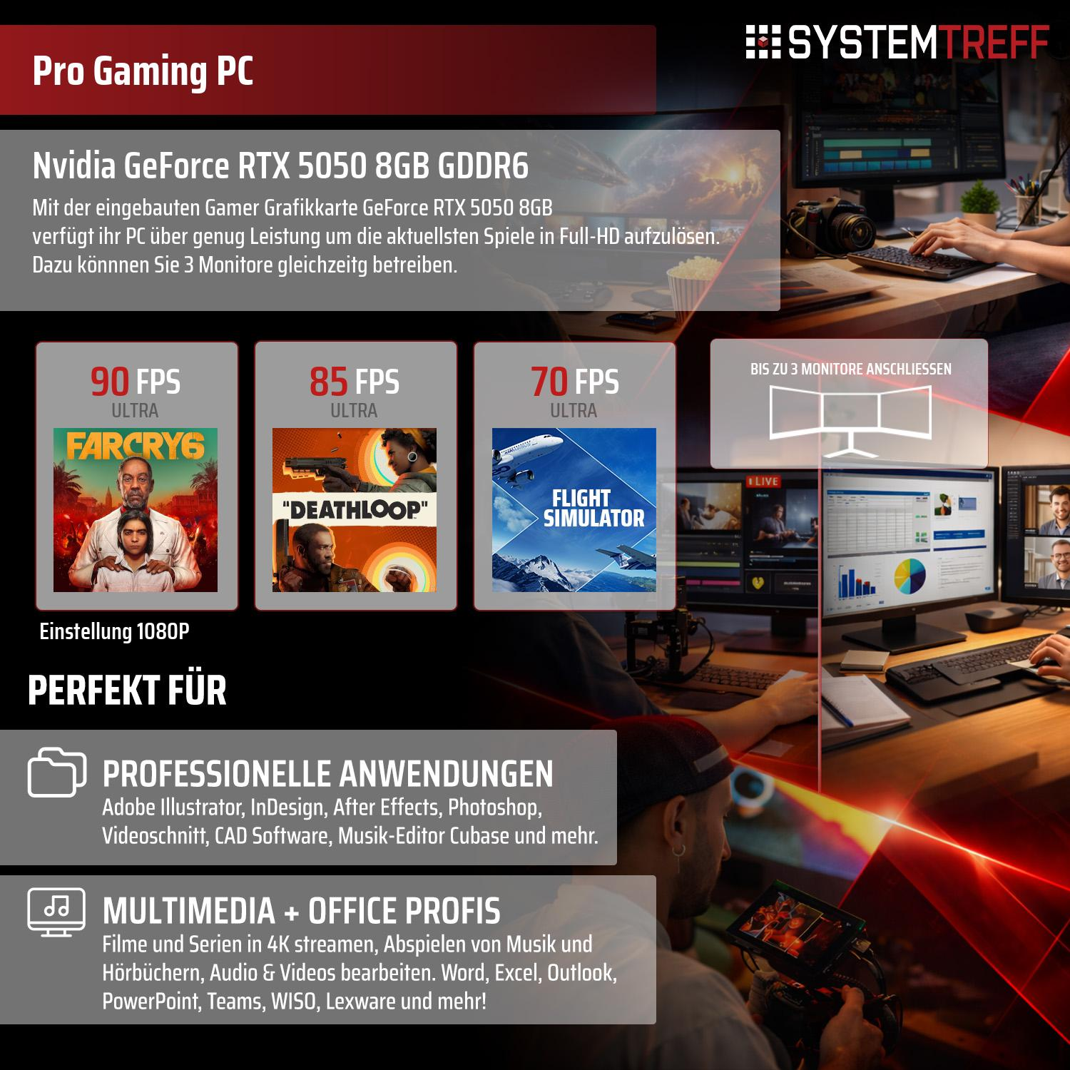 Gaming PC mit RTX 5050 für Spiele und professionelle Anwendungen.