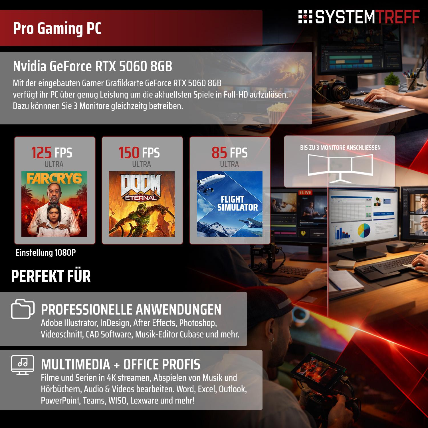 Gaming PC mit RTX 5060: Spiele, professionelle Anwendungen und Multimedia.