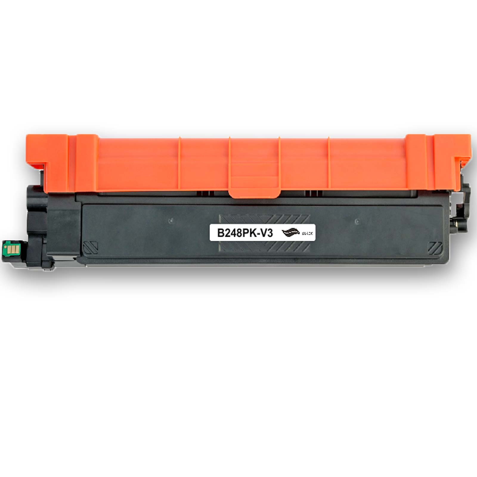 Schwarze Druckerpatrone mit orangefarbenem Aufsatz und Beschriftung B248PK-V3.