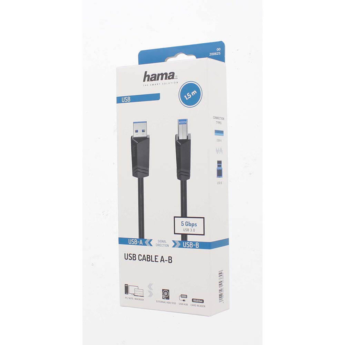 Hama USB A-B Cable 1.5m, USB 3.0, Black