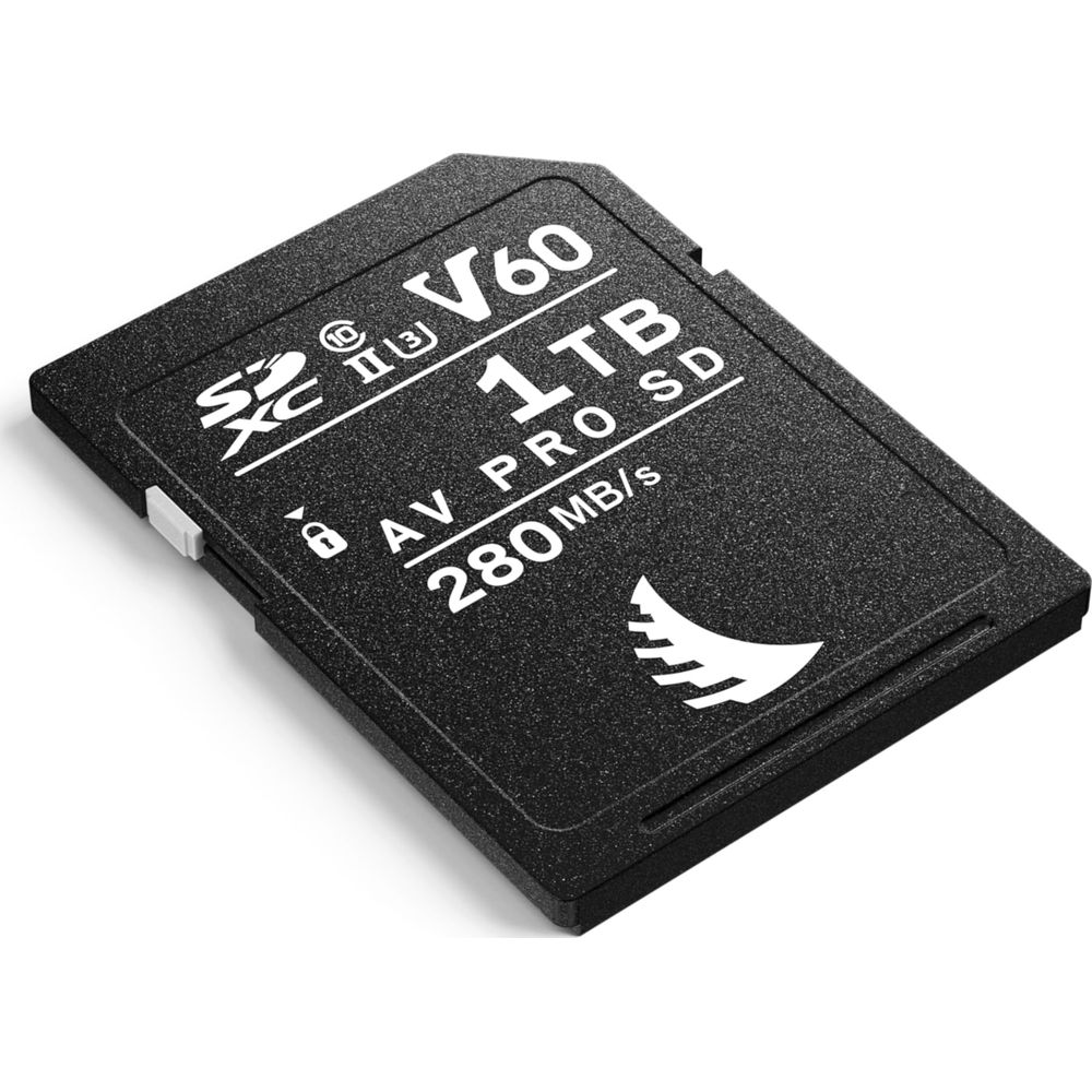 Schwarze 1TB SDXC-Speicherkarte mit V60-Bewertung und 280MB/s Lese-/Schreibgeschwindigkeit.