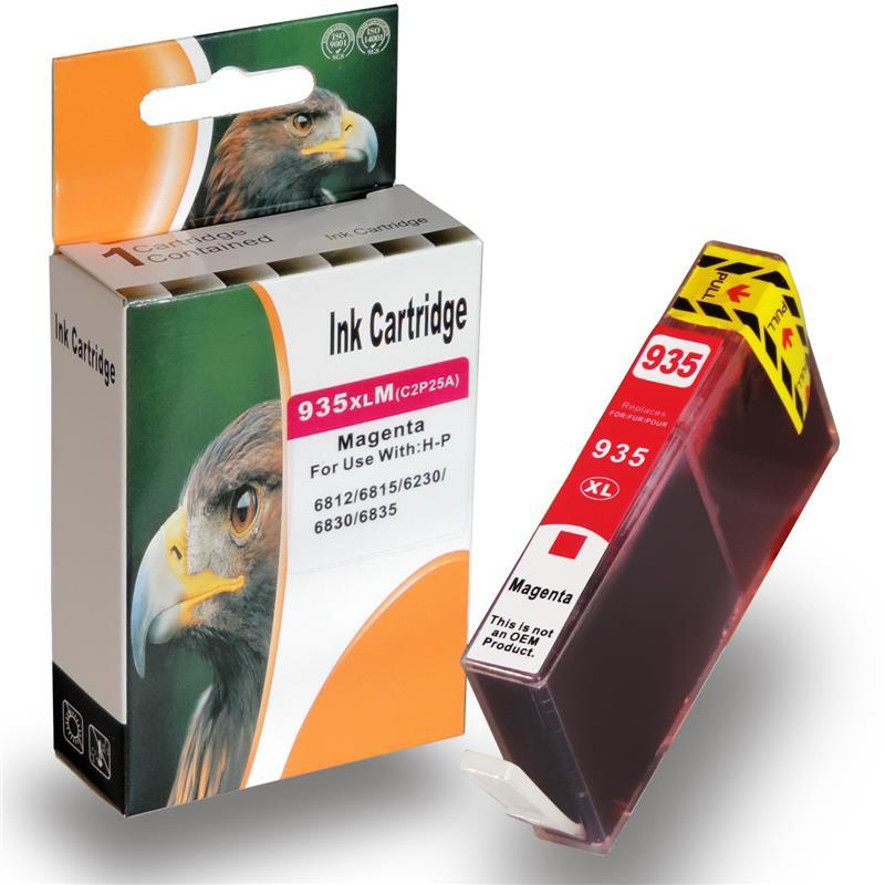 Magenta-Tintepatrone 935XL für HP-Drucker, mit Adler-Motiv.