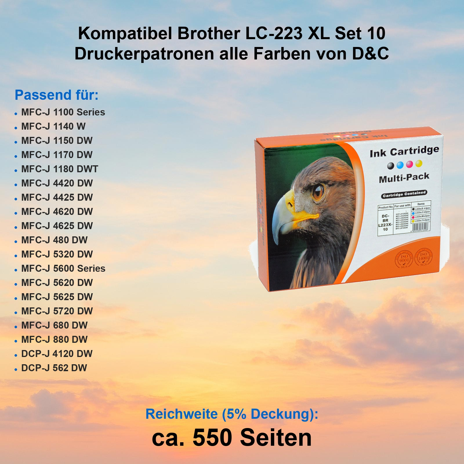 Verpackung für Brother-Druckerpatronen mit Adlerbild. Kompatibel mit vielen MFC- und DCP-Modellen.